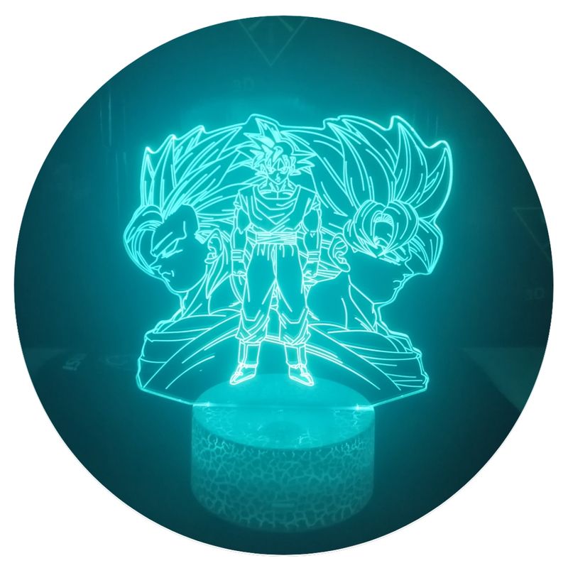 3DILUTION - Lámpara 3d Goku Super Saiyajin 1 2 3 Base Agrietada