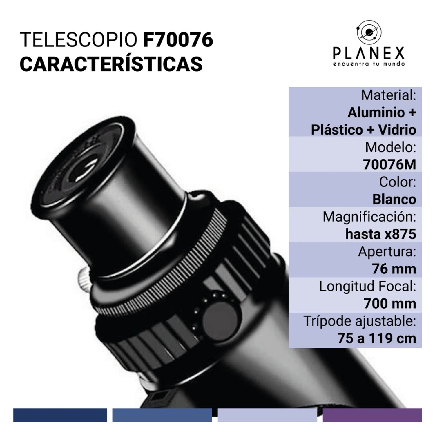 PLANEX Telescopio Astronómico Newtoniano F70076 Planex + Soporte