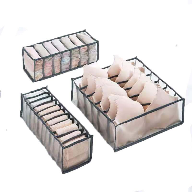 GENERICO - Juego De 3 Cajas De Almacenamiento Para Ropa Interior Gris