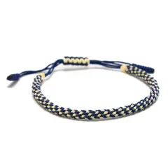 MILLAM - Pulsera Budista Para La Suerte Azul Y Blanco Trenzado Espiga