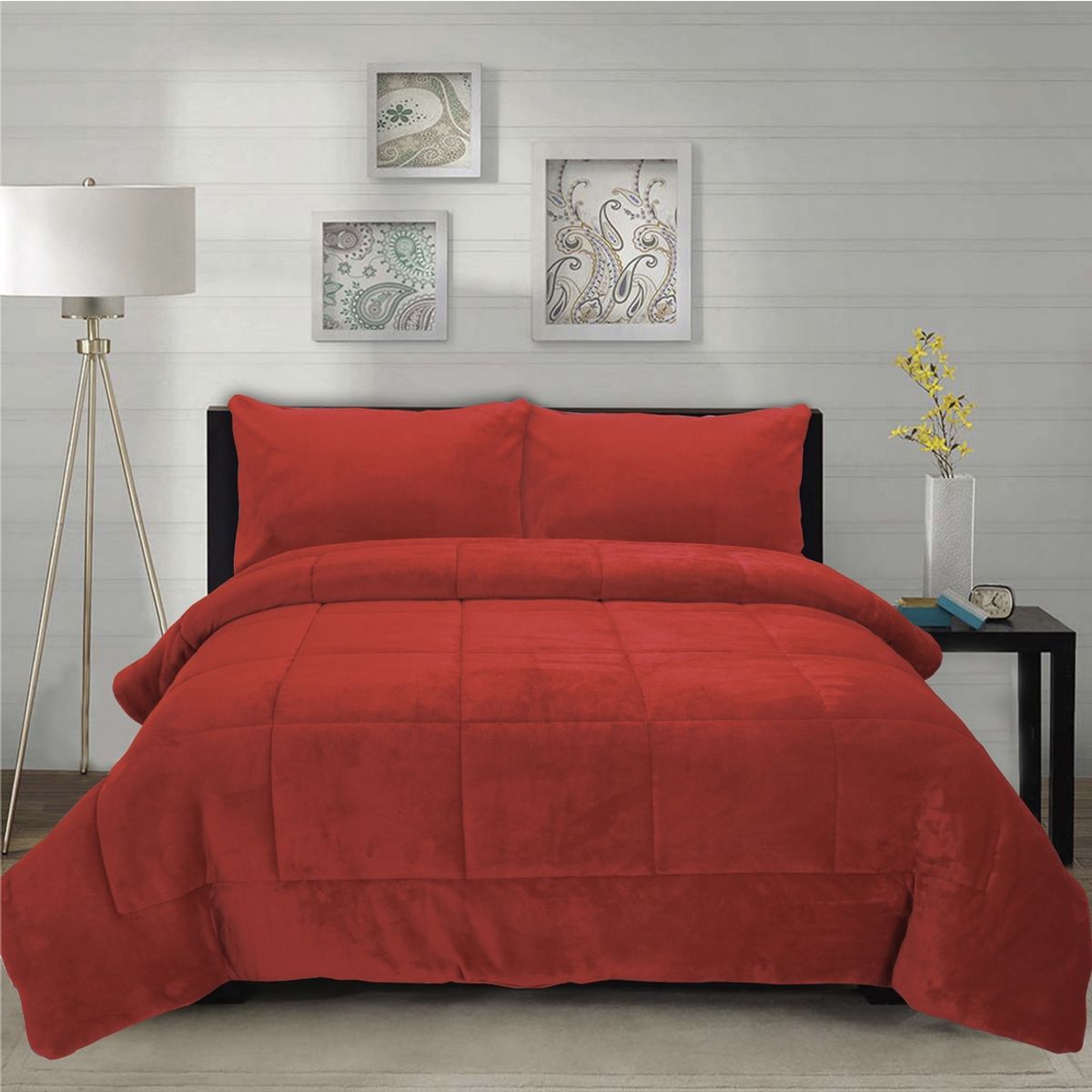 CHANTILLY - Cubrecama Coral Termico 1.5P Color Rojo Italiano CHANTILLY