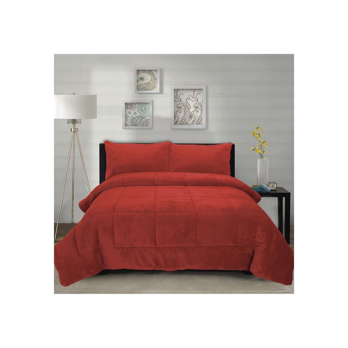 CHANTILLY - Cubrecama Coral Termico 1.5P Color Rojo Italiano CHANTILLY