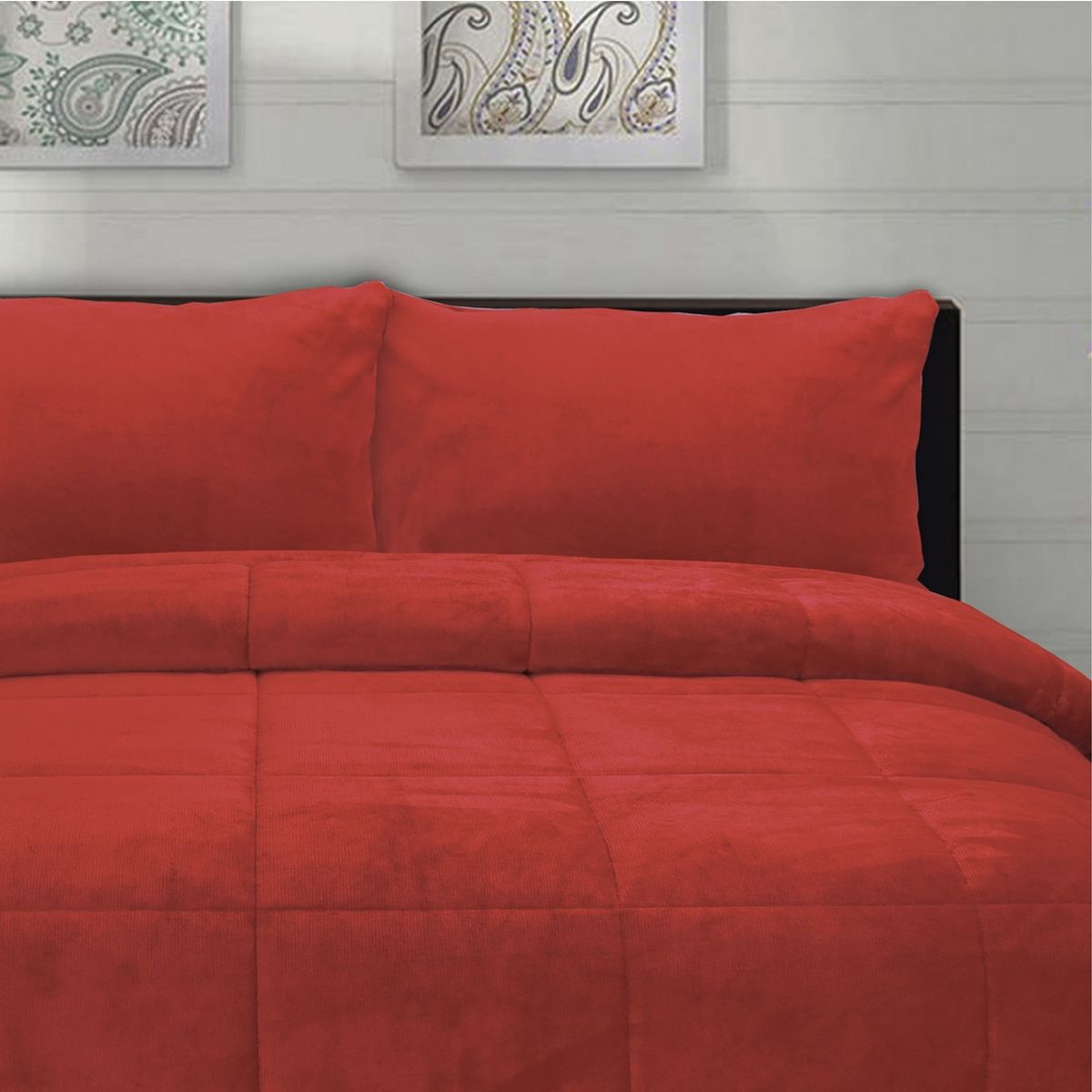 CHANTILLY - Cubrecama Coral Termico 1.5P Color Rojo Italiano CHANTILLY