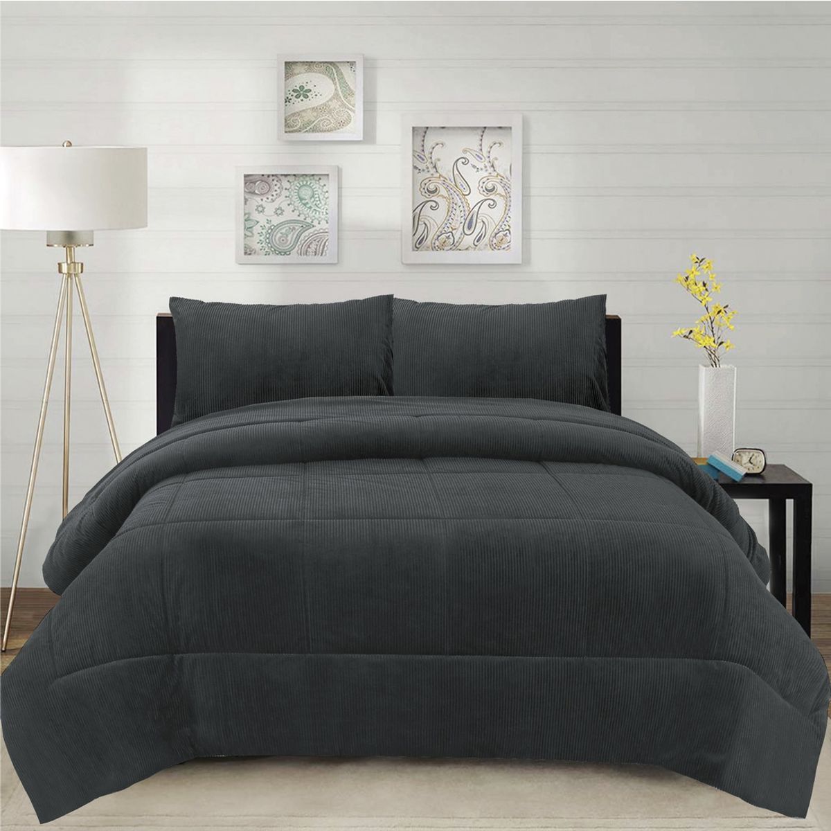 CHANTILLY - Cubrecama Corduroy Termico 1.5p - Gris Acero CHANTILLY