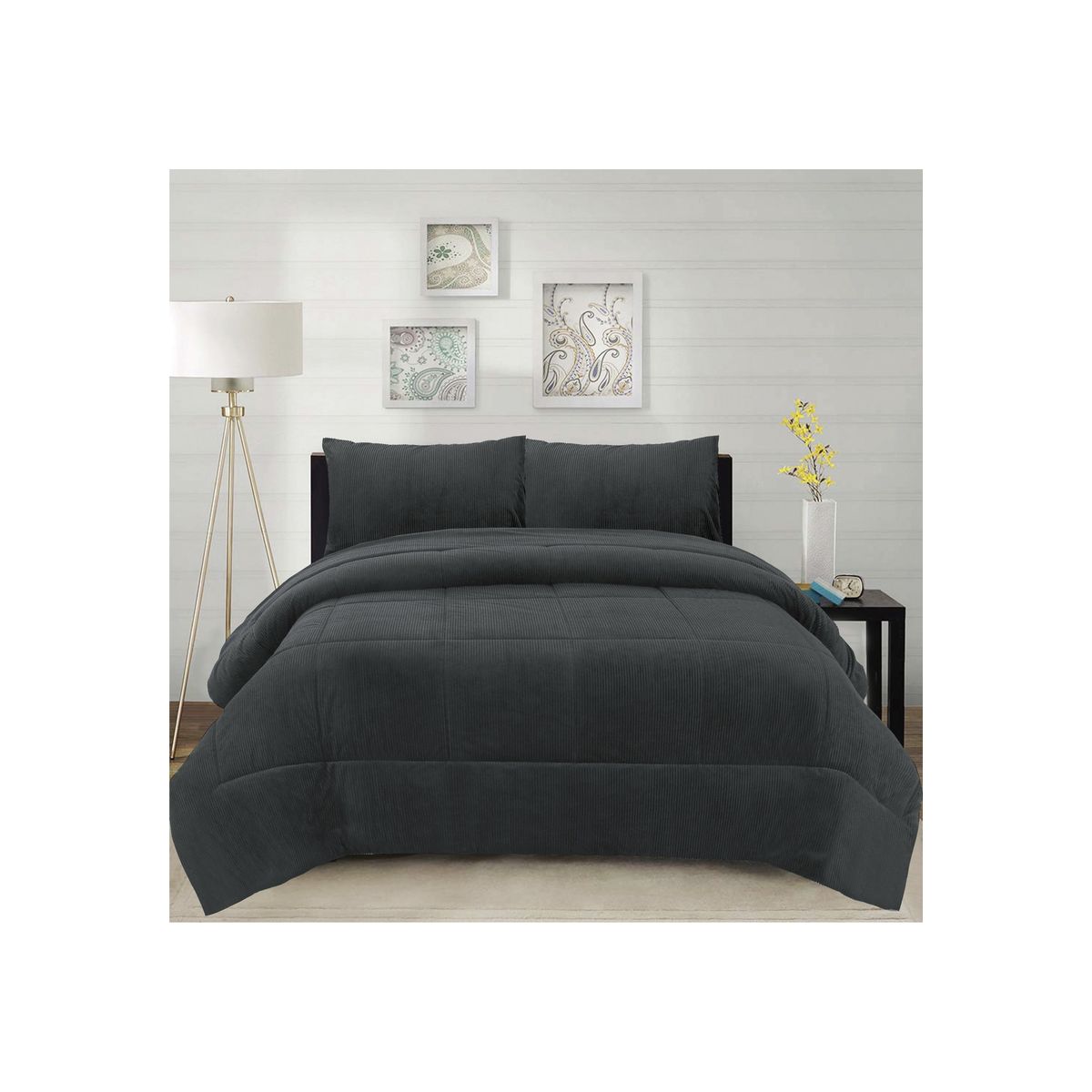 CHANTILLY - Cubrecama Corduroy Termico 1.5p - Gris Acero CHANTILLY