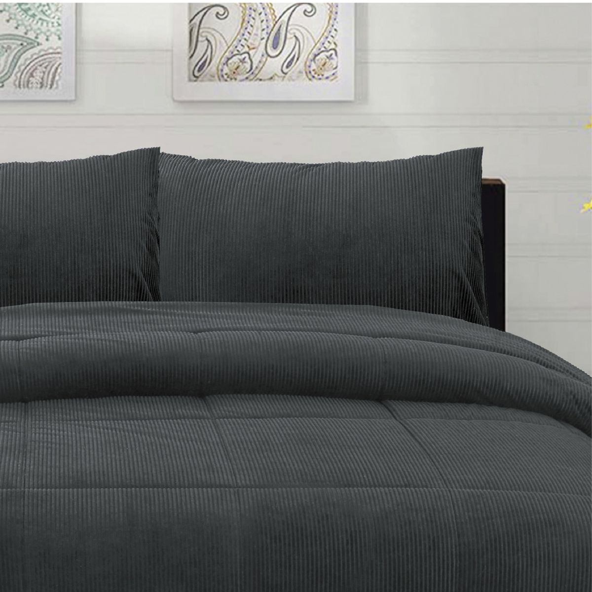 CHANTILLY - Cubrecama Corduroy Termico 1.5p - Gris Acero CHANTILLY