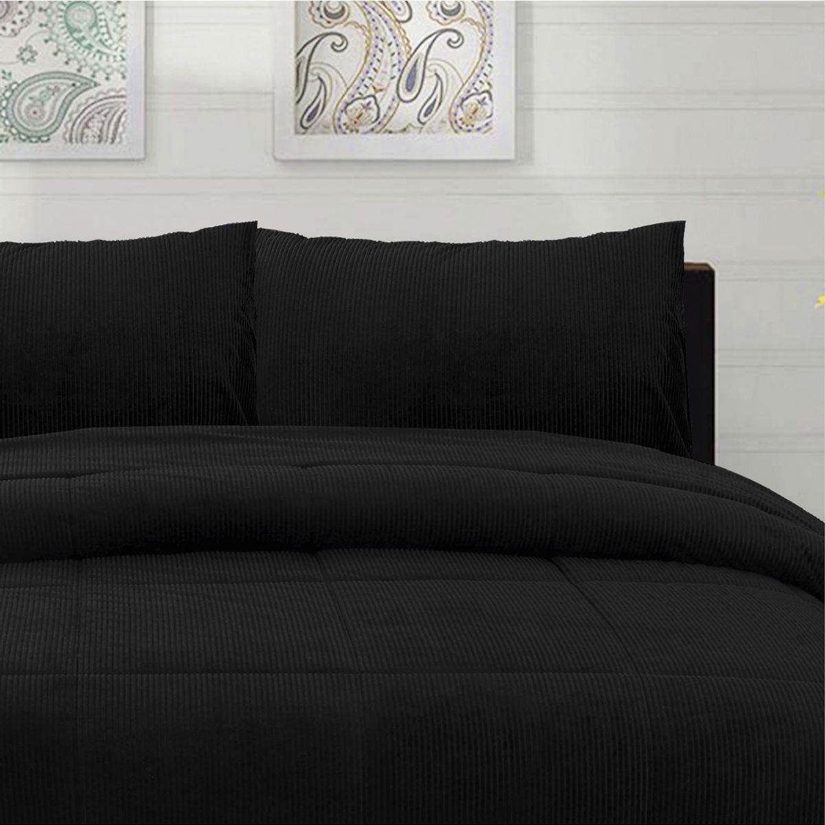 CHANTILLY - Cubrecama Corduroy Termico 2.5p - Negro CHANTILLY