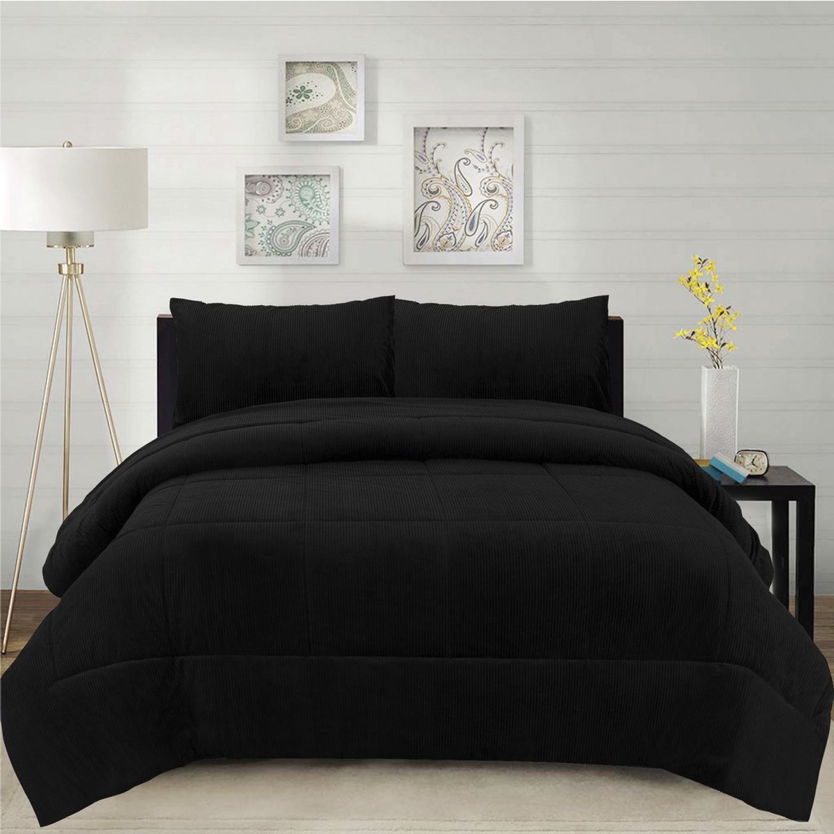 CHANTILLY - Cubrecama Corduroy Termico 2p - Negro CHANTILLY