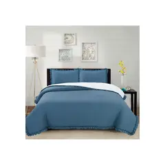 CHANTILLY - Cubrecama Prewash Bordado Sherpa 2p - Azul Piedra