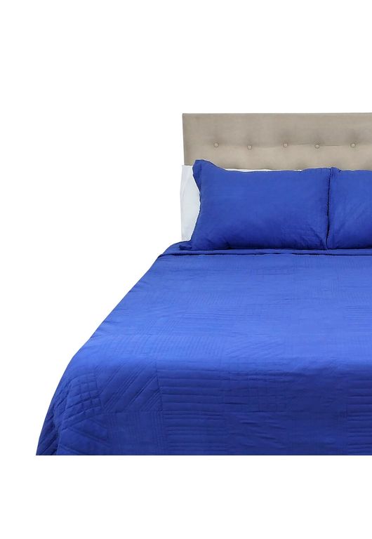 Cubrecama Prewash Cuadros Bordado 2.5 Plazas Morado