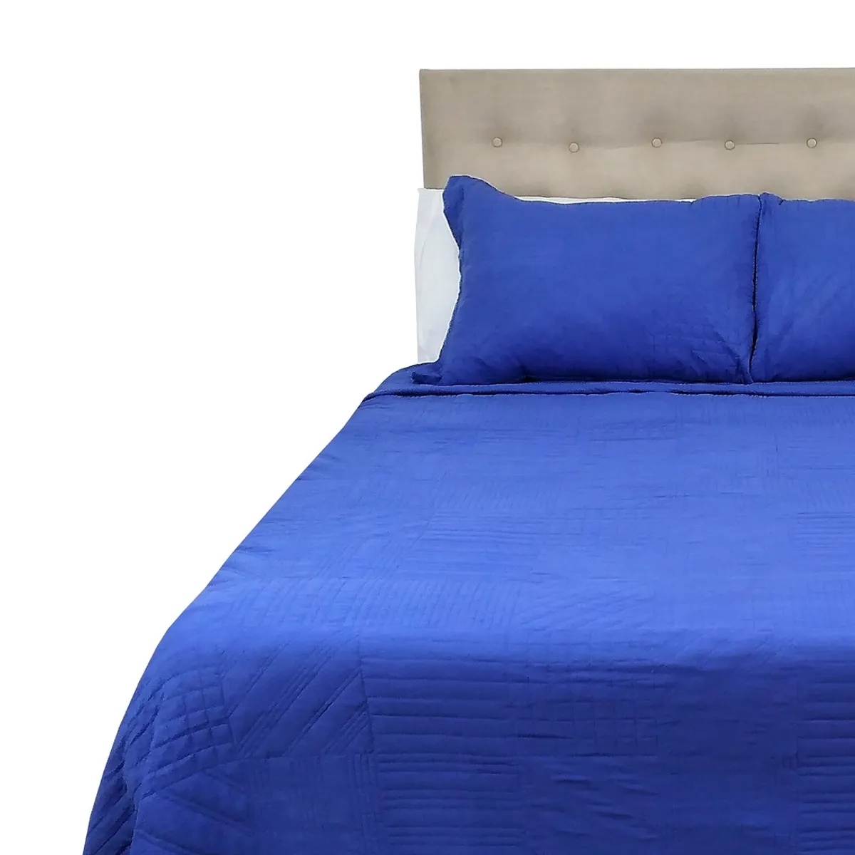 CHANTILLY - Cubrecama Prewash Cuadros Bordado 2.5 Plazas Morado CHANTILLY