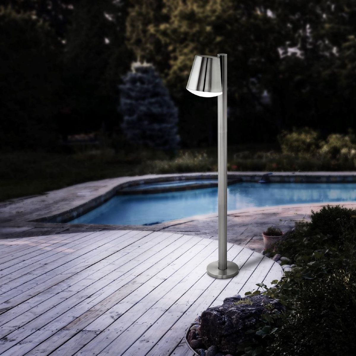 EGLO - Lámpara Pie E27 Caldiero-c Acero Inoxidable 97485