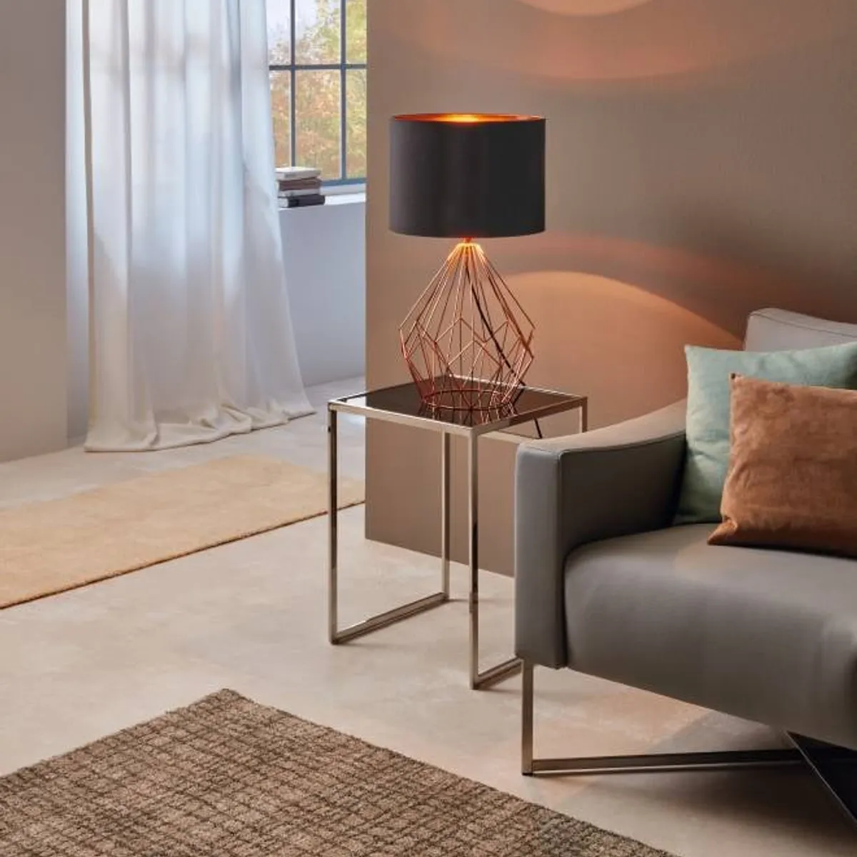 EGLO - Lampara Sobremesa Pedregal Acero Cobre DM350 H645 1x60W E27 Cod95185