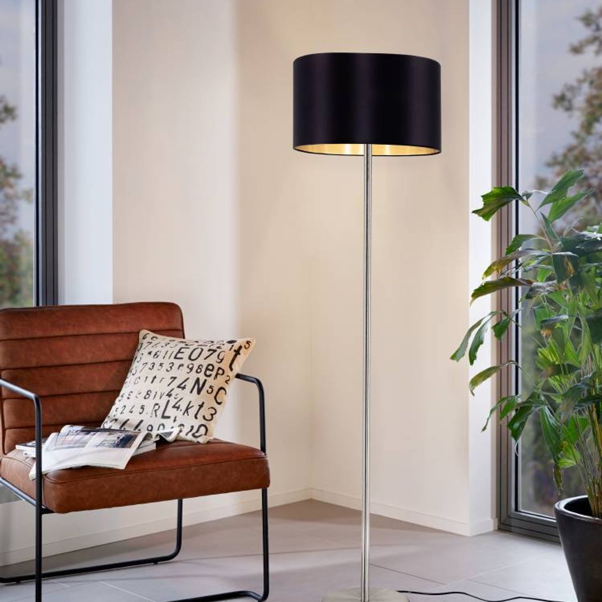 EGLO - Lámpara Pie Maserlo Níquel Satinado E27 Cod95169