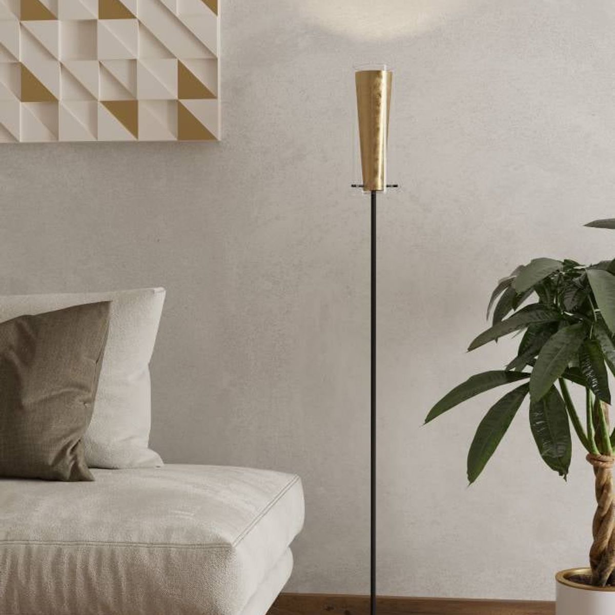 EGLO - Lámpara Pie E27 Pinto Gold Oro Negro 97655