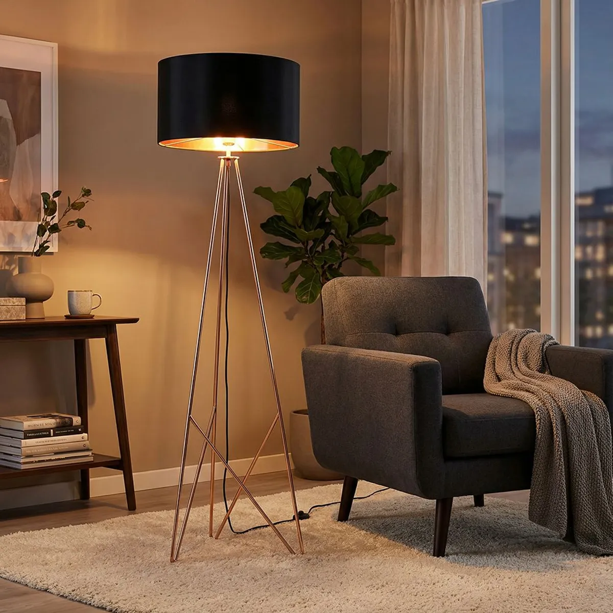 EGLO - Lámpara Pie E27 Camporale Cobre 39229