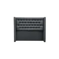 VINTAGE MOBEL - Respaldo de cama 1.5 plaza Capitone Lino Gris Oscuro Flugel