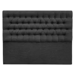 VINTAGE MOBEL - Respaldo de cama King Capitone Lino Gris Oscuro