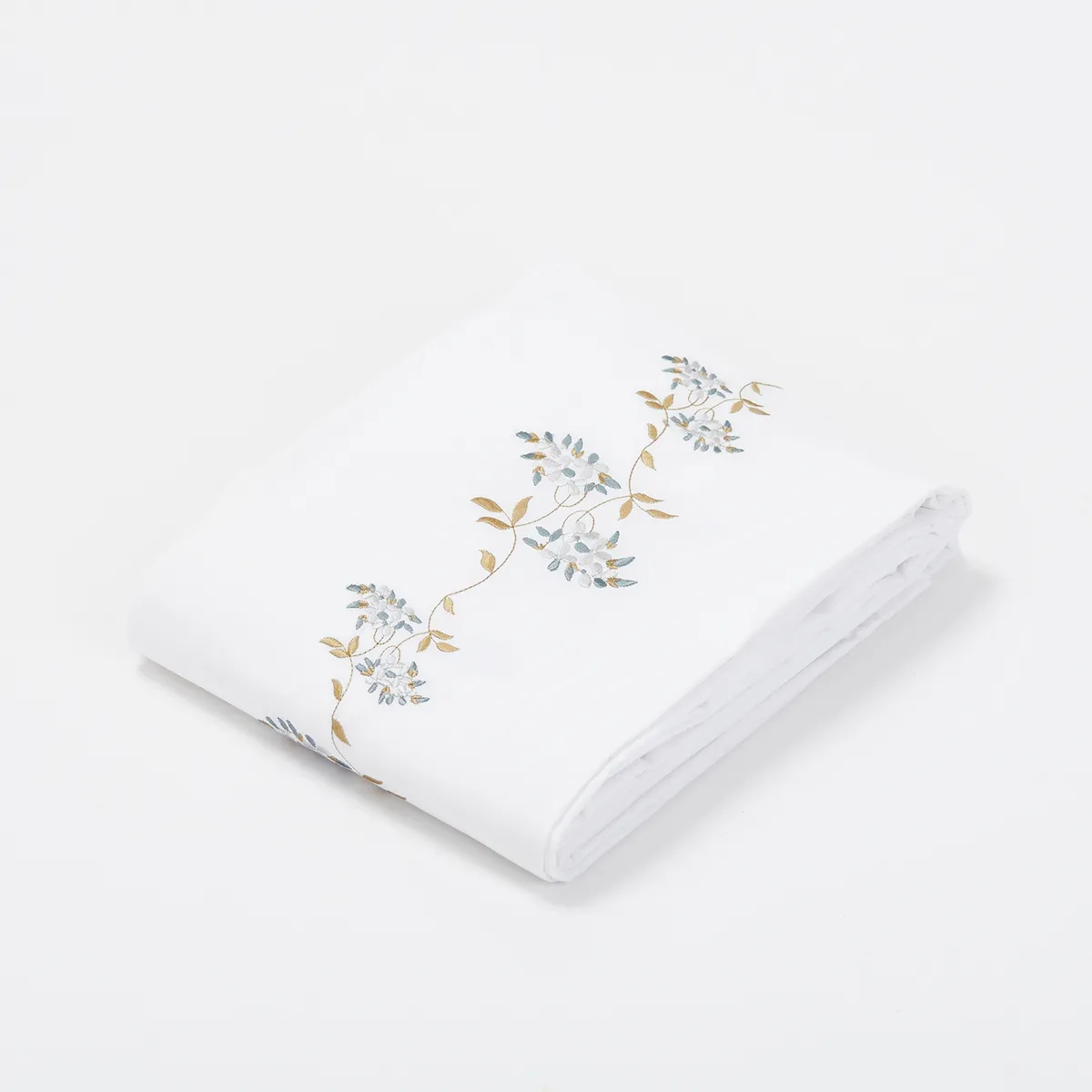 NINA HERRERA - Cubreplumón Bordado Enredadera Azul 220 Hilos Super King