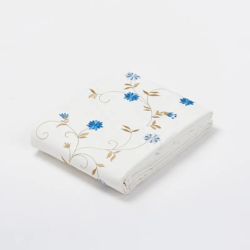 NINA HERRERA - Cubreplumón Bordado Florencia Azul 220 Hilos 2 Plazas