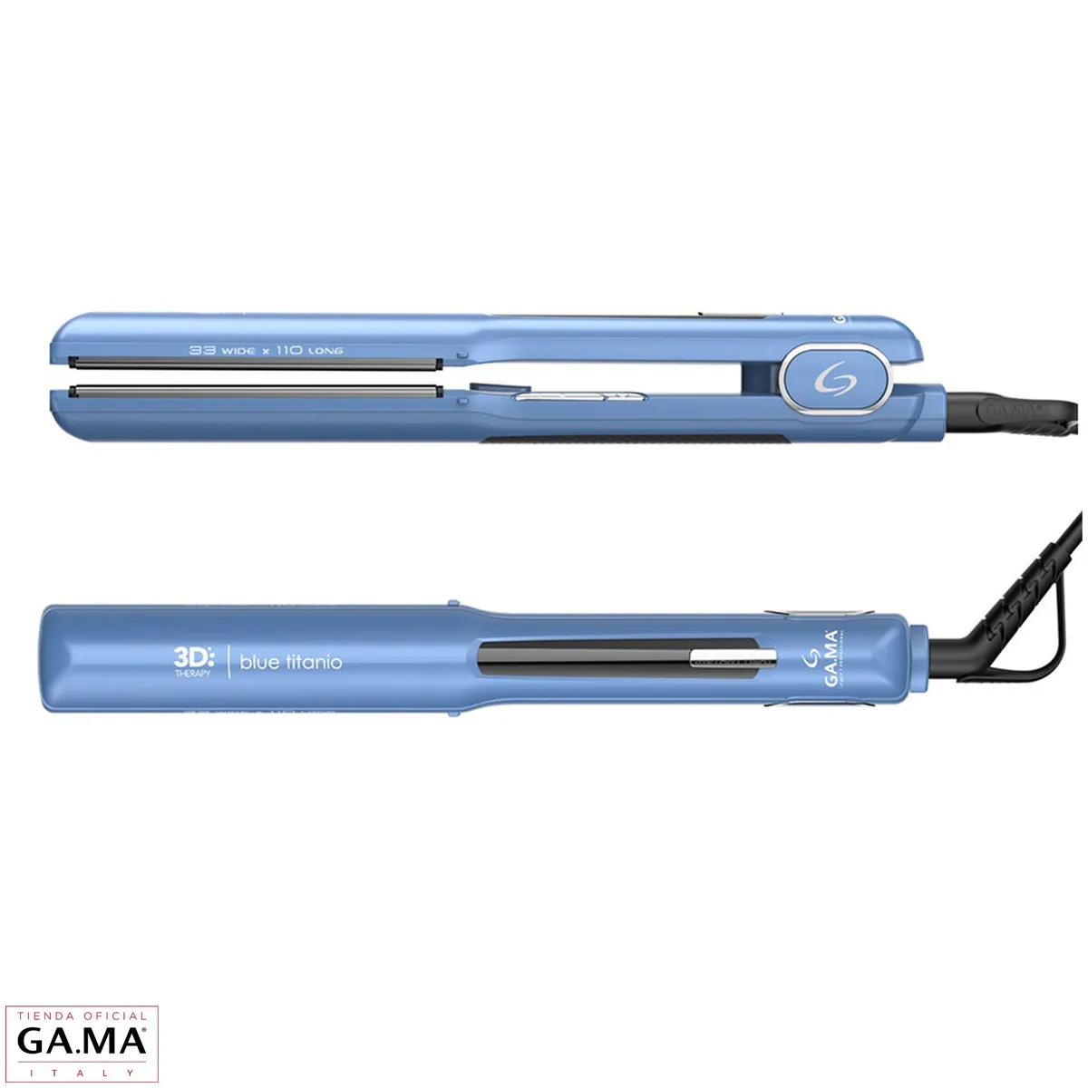 GAMA - Plancha Alisadora Gama Starlight Blue 3D Titanio ION Wide  Long