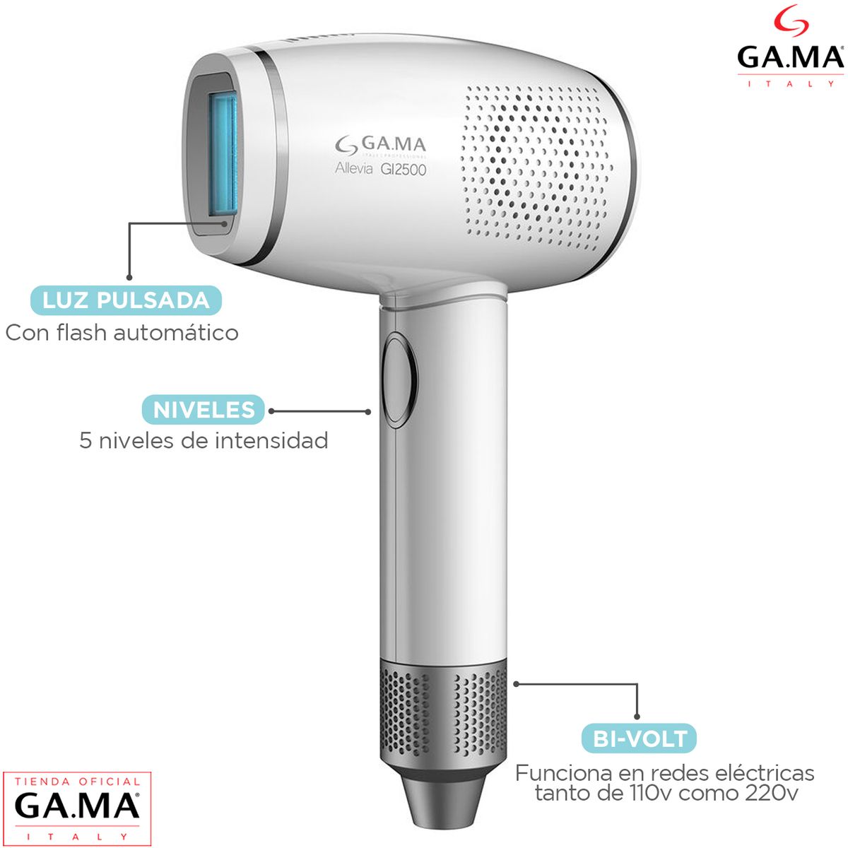GAMA - Depiladora IPL Laser Gama Gama Allevia Gl2500 Definitiva