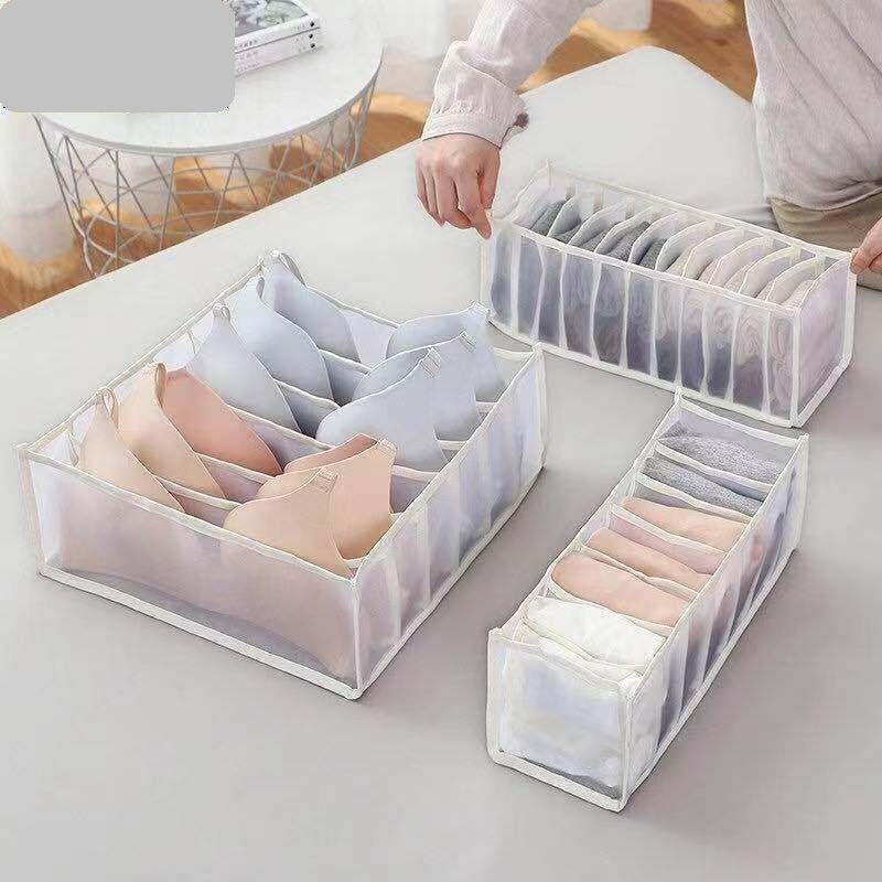 GENERICO - Juego De 3 Cajas De Almacenamiento Para Ropa Interior Blanco