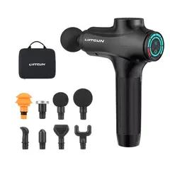 LIFTGUN - Masajeador Pistola Ultimate 30 Niveles 8 Cabezales - Negro