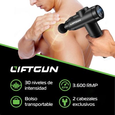 Imagen 2 del producto Masajeador Pistola Pro 30 Niveles+lcd+8 Cabezales - Negro - 30