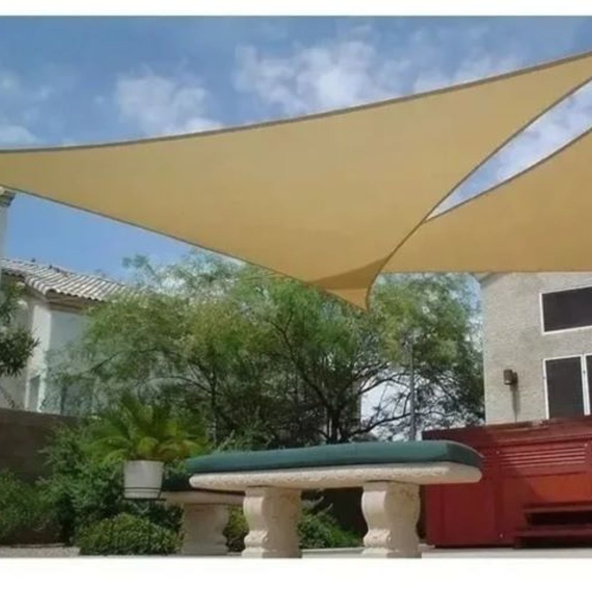 GENERICO - Toldo Vela Malla Triangular 3.5 x 3.5 x 3.5 mts