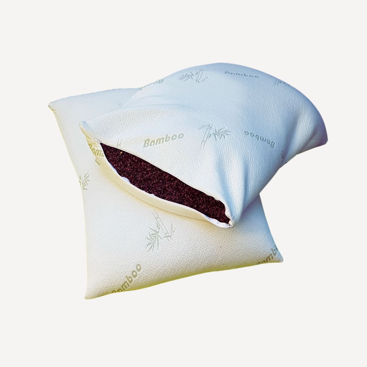 CEN - Almohada Premium Rellena de Cáscara de Trigo Sarraceno Funda Bambu