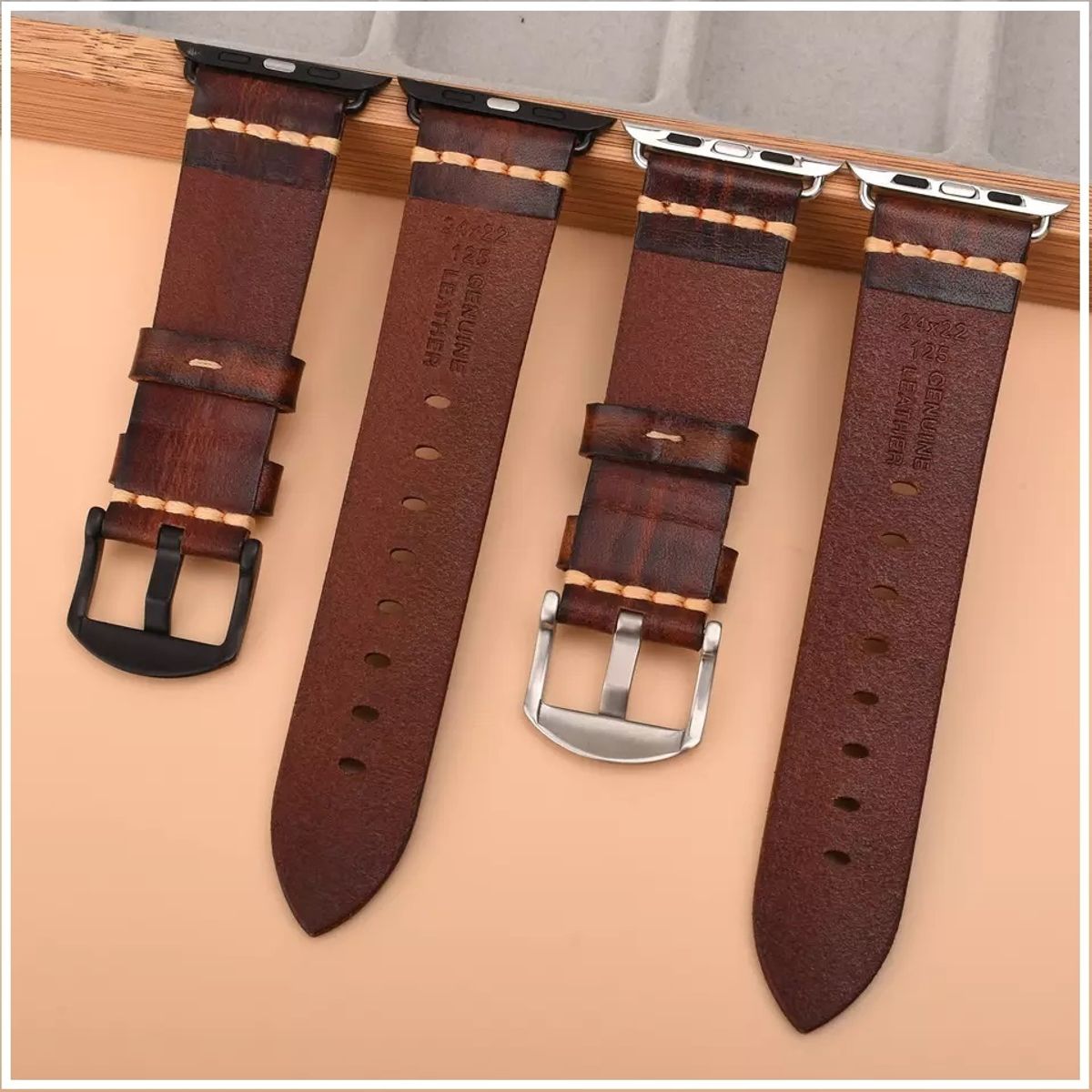 GENERICO - Correa Elegante de Cuero para Apple Watch Todas las Series