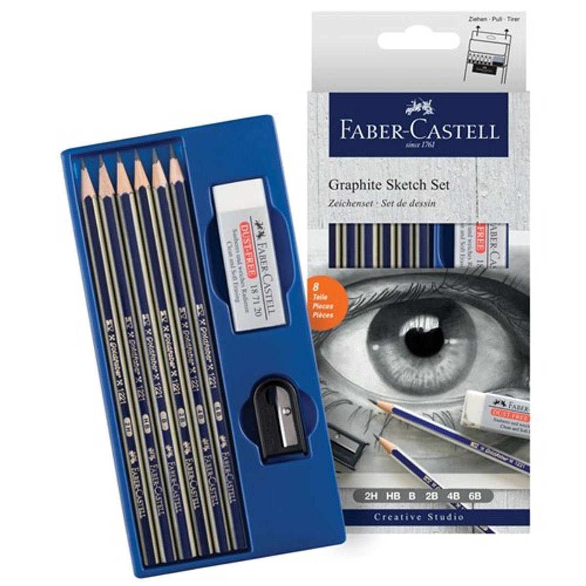 FABER-CASTELL - Set de lápices grafitos para dibujo 8 piezas