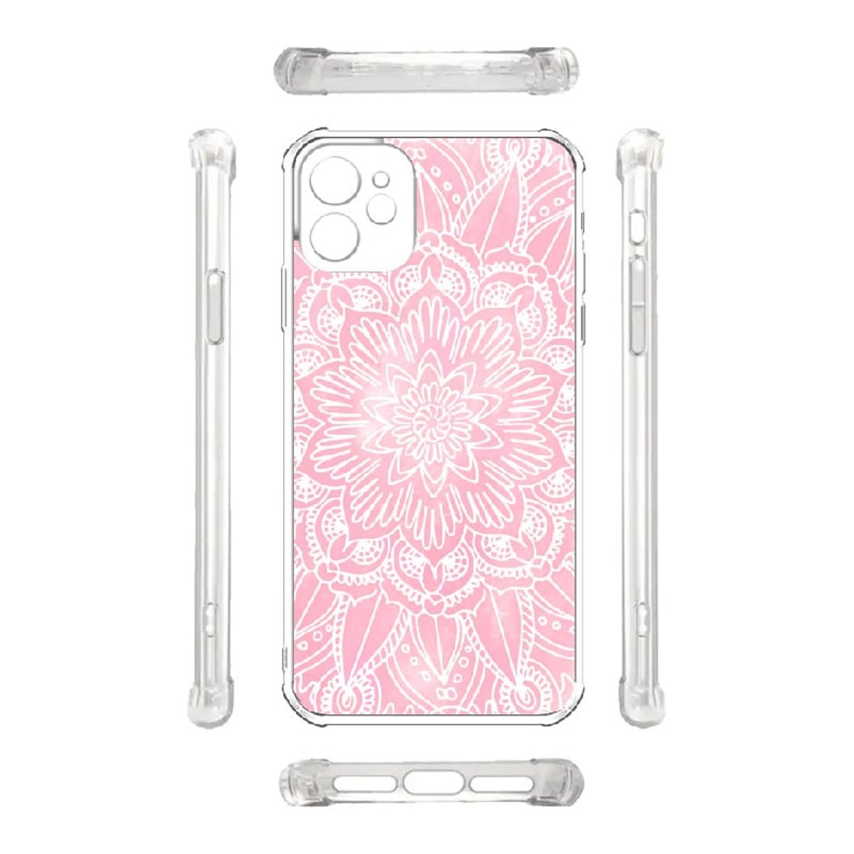 GENERICO - CARCASA IPHONE 11 MANDALA ROSA BORDE TRANSPARENTE