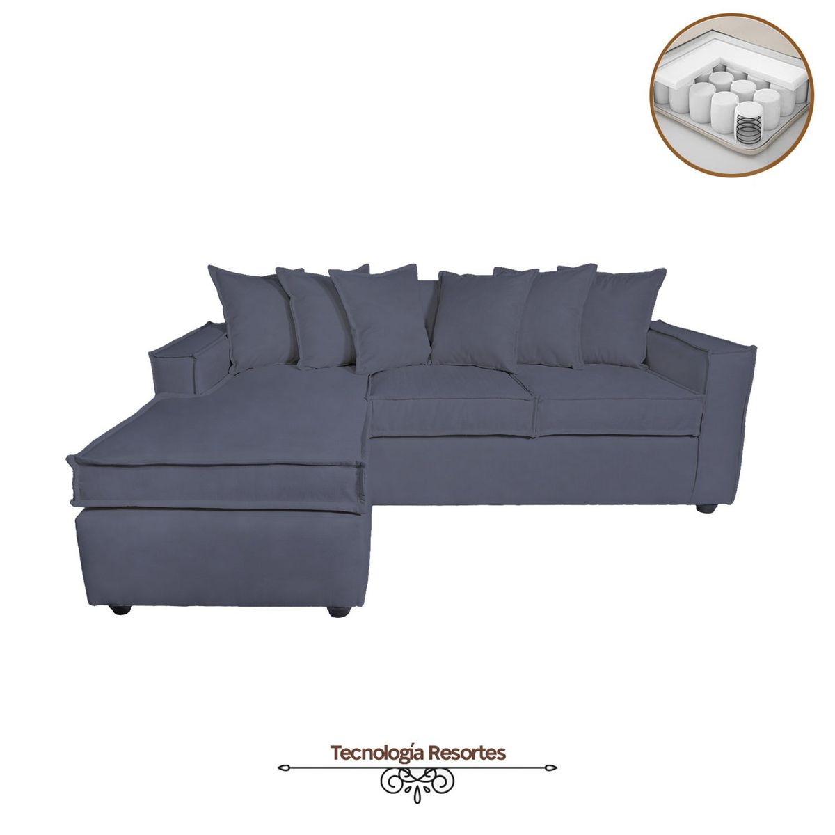 SITIAL HOME - Sofá Seccional Intercambiable Romeo Gris Azul Living Full Confort