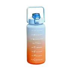 GENERICO - Botella De Agua Motivacional Botella 2 Litros + stickers Tapa Celeste