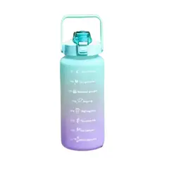 GENERICO - Botella De Agua Motivacional Botella 2 Litros + stickers Tapa Turquesa