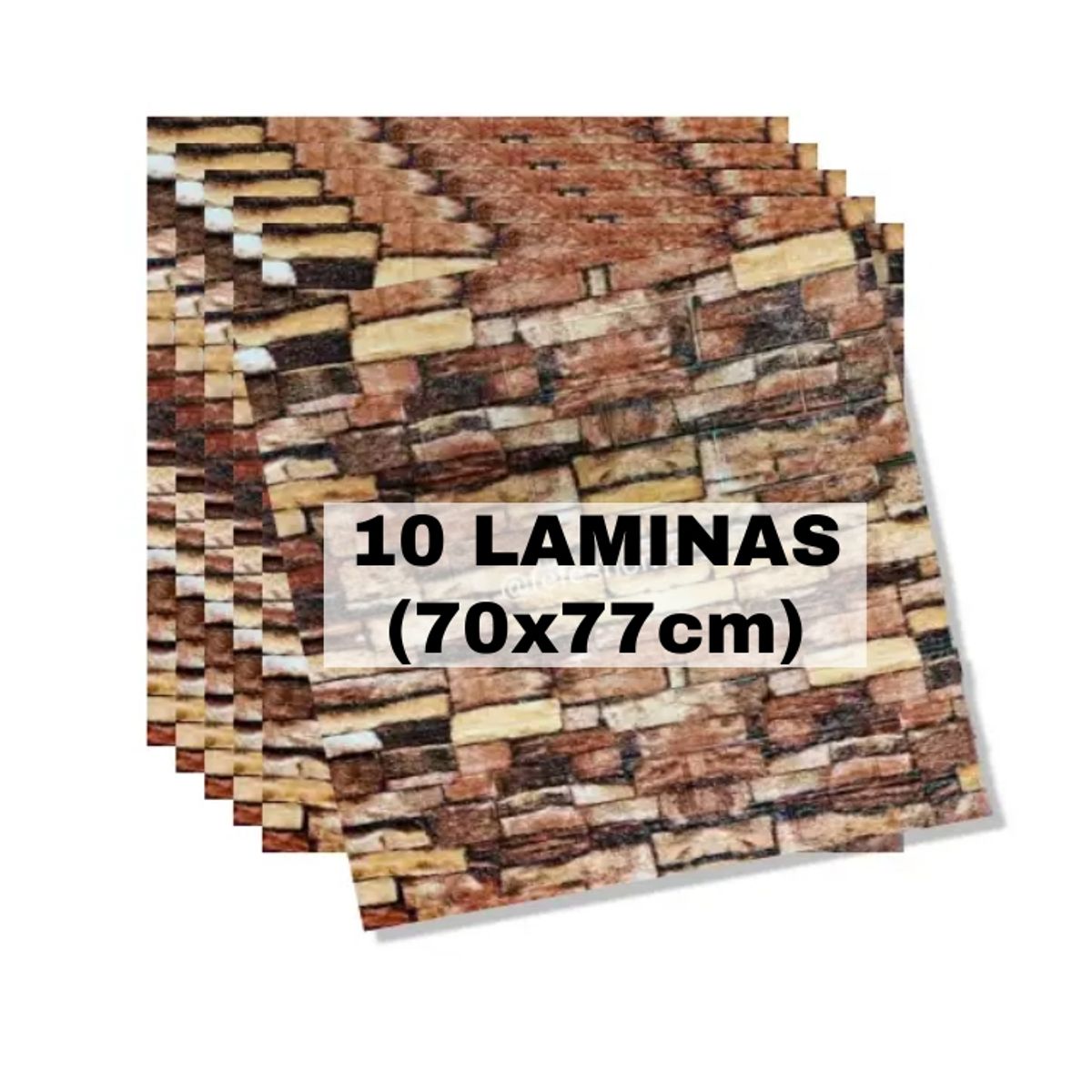 GENERICO - Pack de 10 Laminas 3D Panel Autoadhesiva 70x77 Muralla Piedra Barniz.