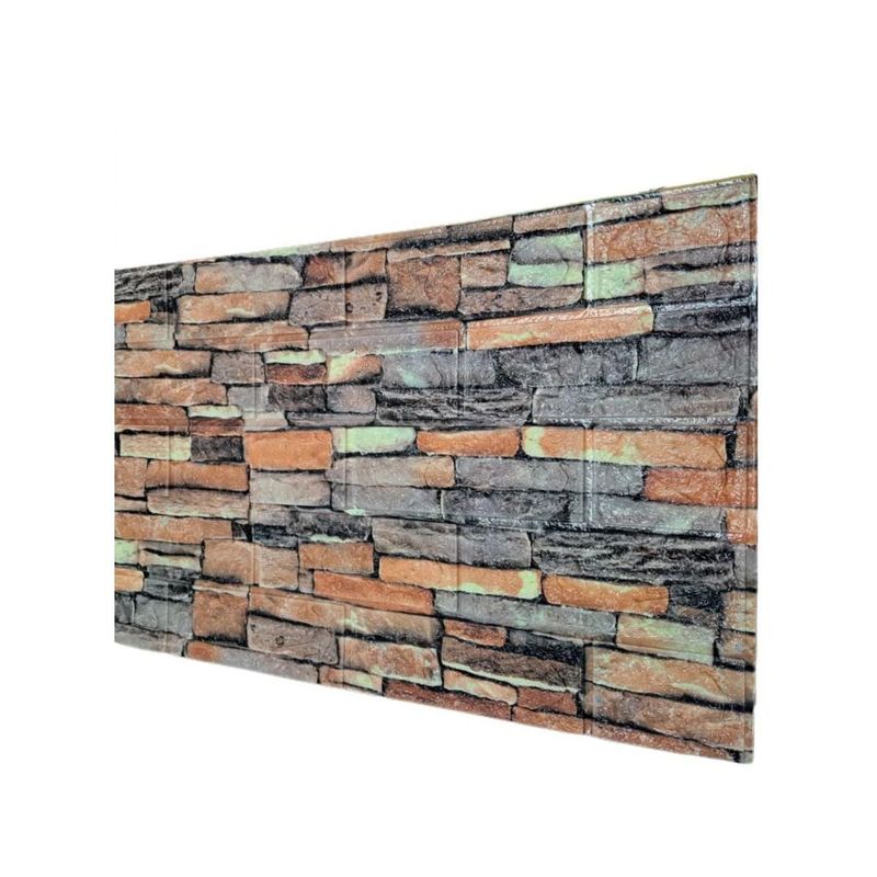 GENERICO - PACK DE 10 Laminas 3D Autoadhesiva 70x77 Muralla Ladrillo Varios Tonos.