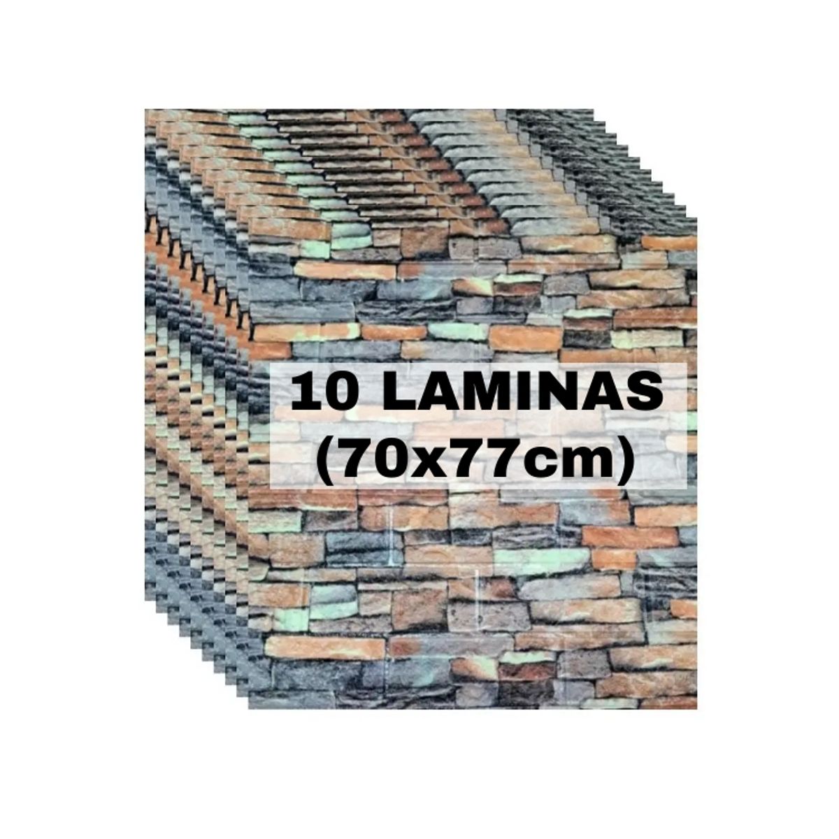 GENERICO - PACK DE 10 Laminas 3D Autoadhesiva 70x77 Muralla Ladrillo Varios Tonos.