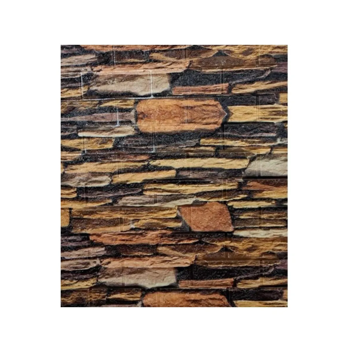 GENERICO - PACK DE 10 Laminas 3D Panel Autoadhesivas 70x77 Muralla Piedra Rustica