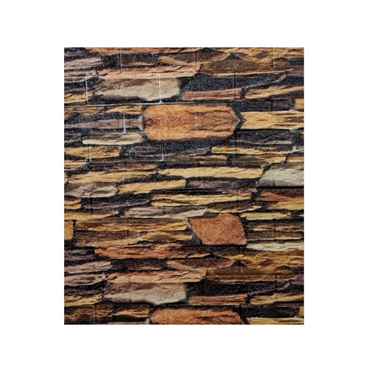 GENERICO - PACK DE 10 Laminas 3D Panel Autoadhesivas 70x77 Muralla Piedra Rustica