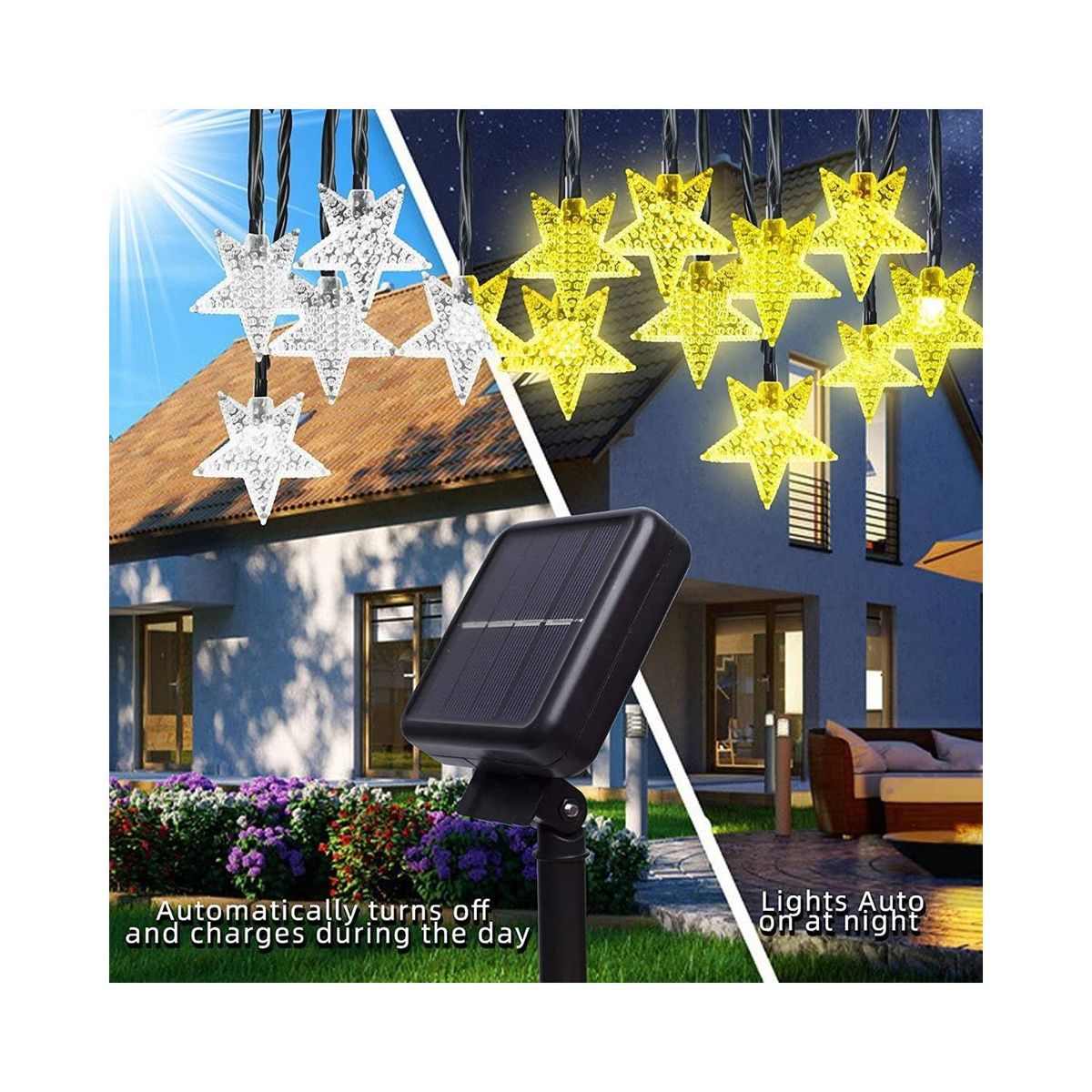 GENERICO - Luces Solares Estrella Decoración Navideña Guirnaldas Cálida