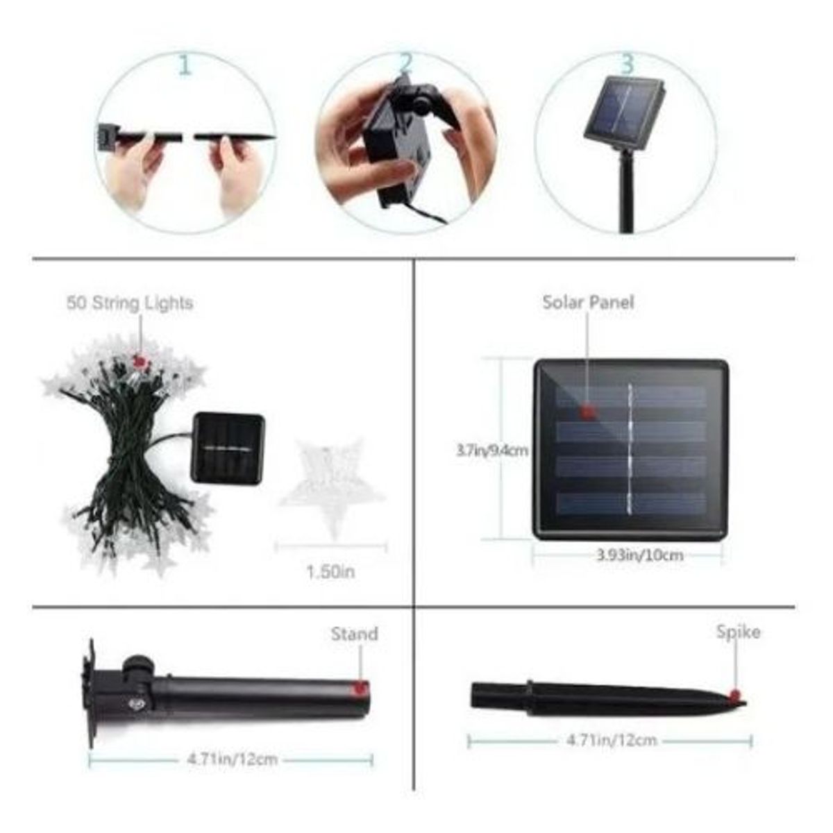 GENERICO - Luces Solares Estrella Decoración Navideña Guirnaldas Cálida