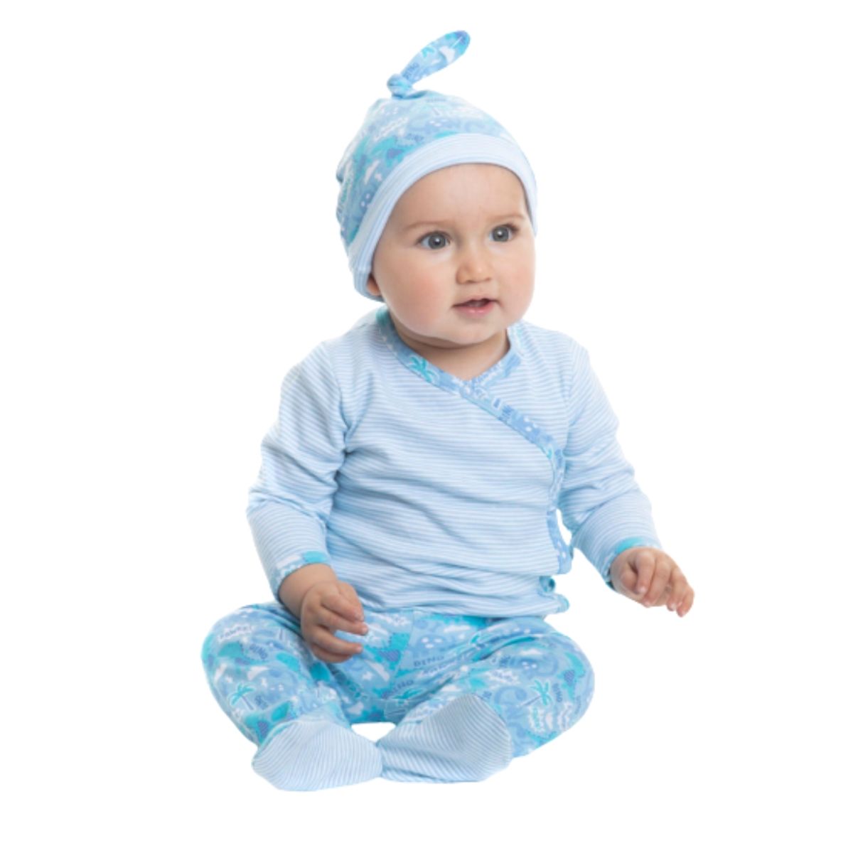 LADY GENNY - Conjunto De 3 Piezas Con Gorro Para Bebé Celeste.