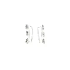ANDREA COGGIOLA JOYAS - Aros Trepadores 3 Flores Cristal Plata Fina 925