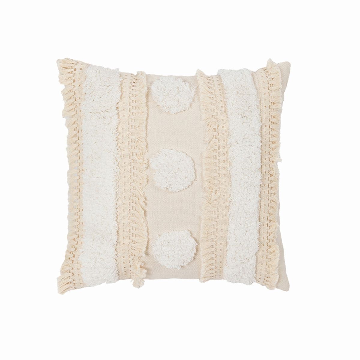 MONTREAL - Cojin Boho Decorativo Beige Cuadrado Incluye relleno.