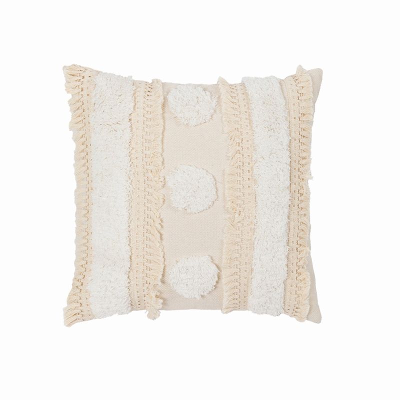 MONTREAL - Cojin Boho Decorativo Beige Cuadrado Incluye relleno