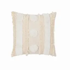 MONTREAL - Cojin Boho Decorativo Beige Cuadrado Incluye relleno