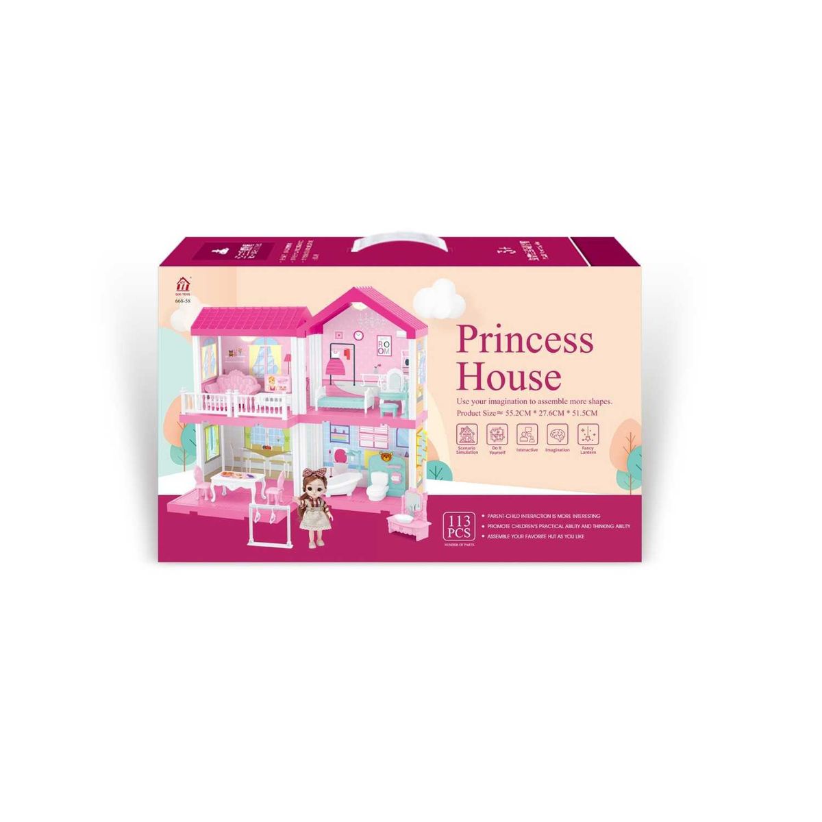 GENERICO - Casa de muñecas incluye muebles y una muñeca